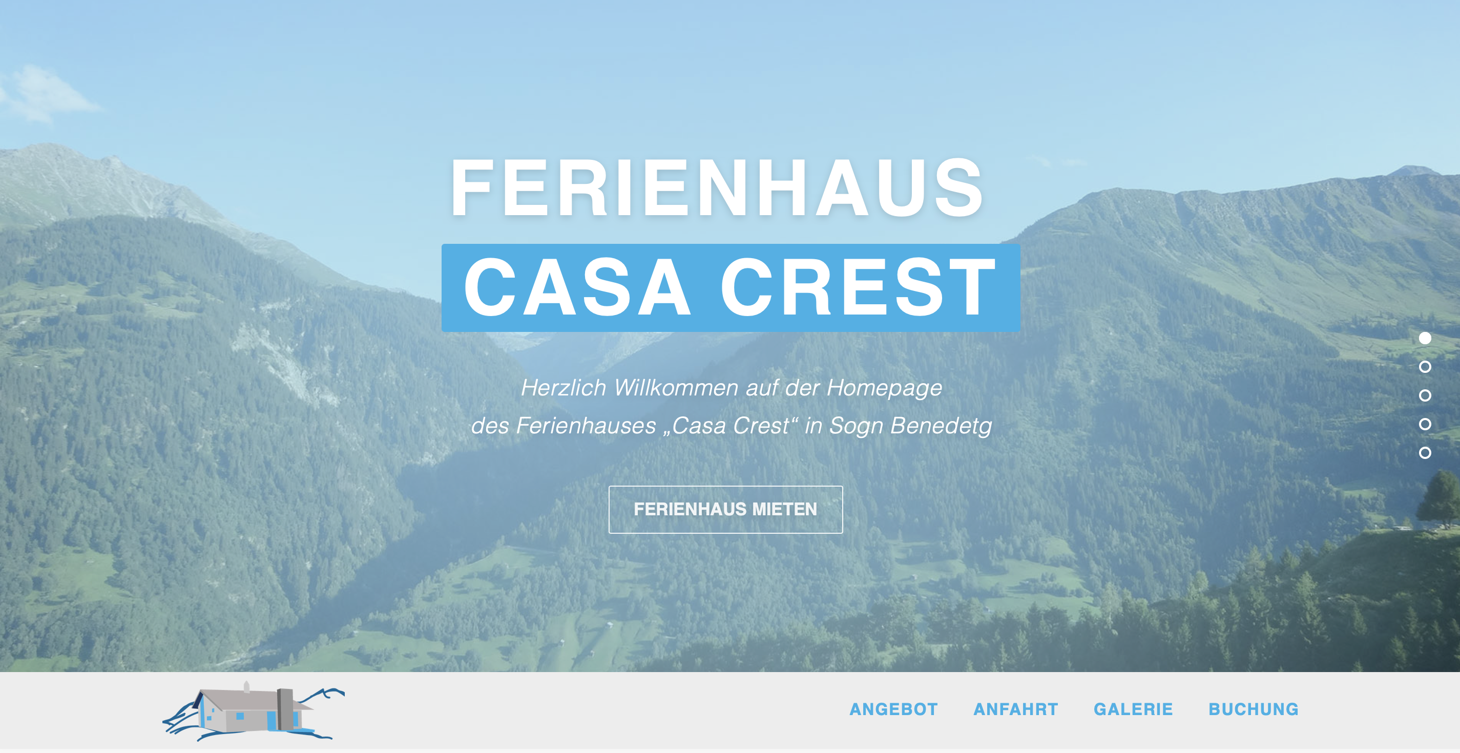 Casa Crest – Neue Kunden WordPress Webseite
